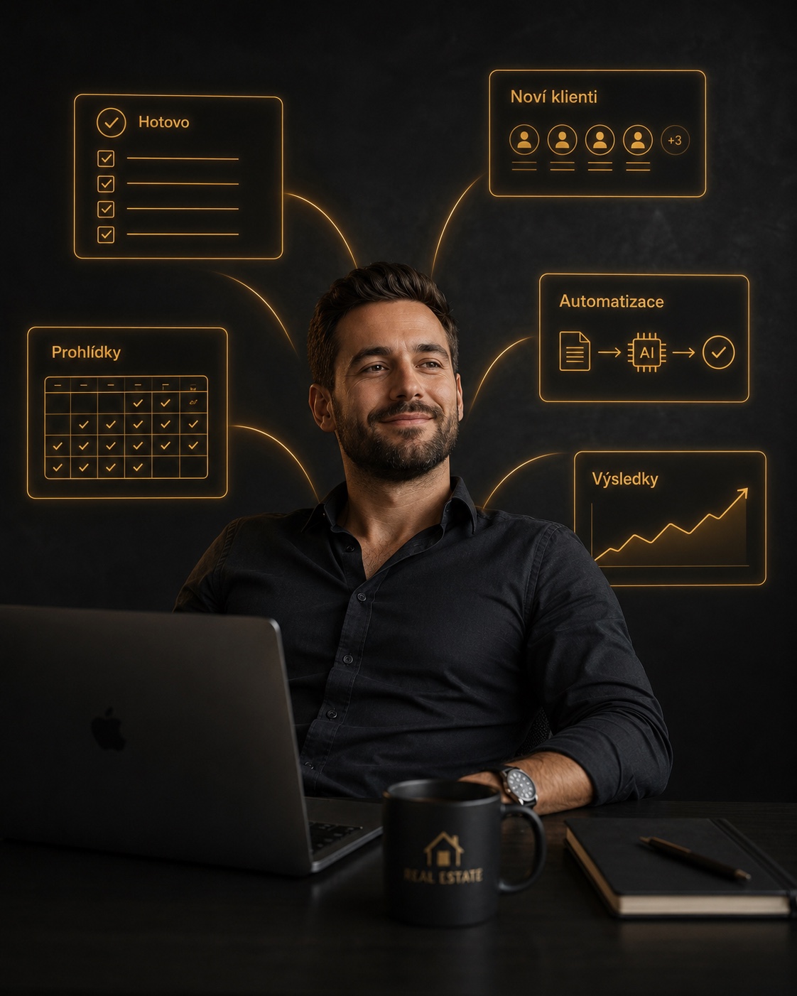 Realitní makléř, za kterého pracuje automatizovaný systém, leady, CRM a obsah běží sami